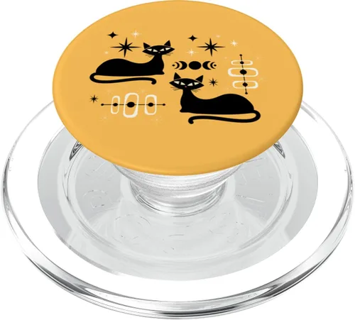Vista 8 de Retro Cat Midcentury Mid Century Edad Atómica Amarillo Moderno PopSockets Estándar PopGrip