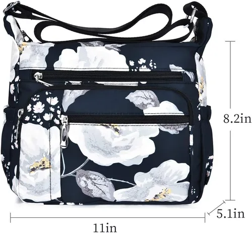 Vista 6 de DENGSHANYANG Bolsos cruzados para mujer, bolso de hombro, bolso de mano, múltiples bolsillos, bolso de mensajero de nailon