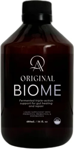Vista 8 de Original Biome, mezcla líquida 3 en 1 de probióticos, prebióticos y postbióticos, bioma vivo fermentado con hierbas curativas para apoyo intestinal