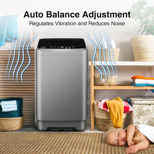 Vista 5 de Lavadora portátil de 17.7 libras, lavadora compacta completamente automática para apartamento, 10 programas de lavado, lavadora pequeña
