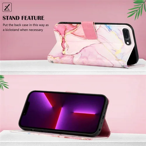 Vista 3 de Funda compatible con iPod Touch 7 tipo cartera para mujer, Touch 6 con tarjetero de piel de lujo con función atril, funda protectora para iPod Touch