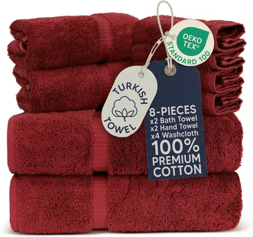 Vista 28 de Towel Bazaar Juego de toallas de 8 piezas, 100% algodón turco, color negro