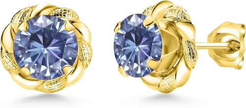 Vista 62 de Gem Stone King Aretes de plata de ley 925 de 0.236 in con piedra natal redonda para mujer