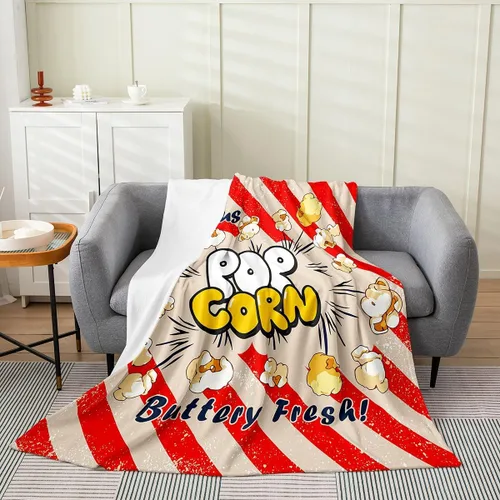 Vista 40 de Feelyou Manta de felpa para cine, manta de franela con patrón de palomitas de maíz para niños, niñas, adolescentes, póster de cine para todas