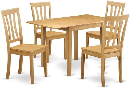 Vista 10 de East West Furniture NDAN3-BCH-W - Juego de mesa de comedor moderno de 3 piezas que contiene una mesa rectangular de madera con gotas y 2 sillas