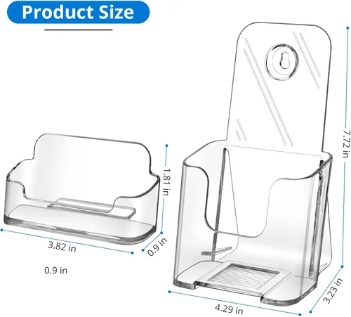 Vista 2 de zavekia Soporte acrílico para folletos de 0.4 pulgadas de ancho, soporte para folletos de montaje en pared, organizador de encimera, soportes