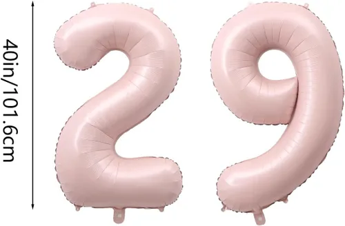 Vista 3 de Globos de papel de aluminio de 40 pulgadas con el número 29, decoraciones para fiesta de cumpleaños número 29, boda, despedida de soltera