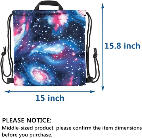 Vista 5 de VanFn Bolsas con cordón, gimnasio de diseño creativo, mochila unisex, mochila casual, bolsa de equipo deportivo bolsas de viaje, Galaxia, Mochilas