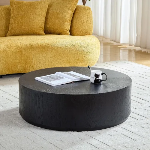Vista 9 de WILLIAMSPACE Mesa auxiliar redonda de 15.7 pulgadas para sala de estar, moderna mesa auxiliar de madera circular de tambor pequeña para espacios