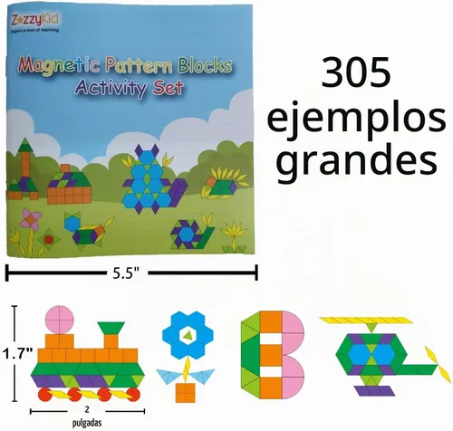 Vista 6 de ZazzyKid Juego de bloques de patrón magnético para niños: 216 piezas rompecabezas de forma geométrica Tangram - STEM