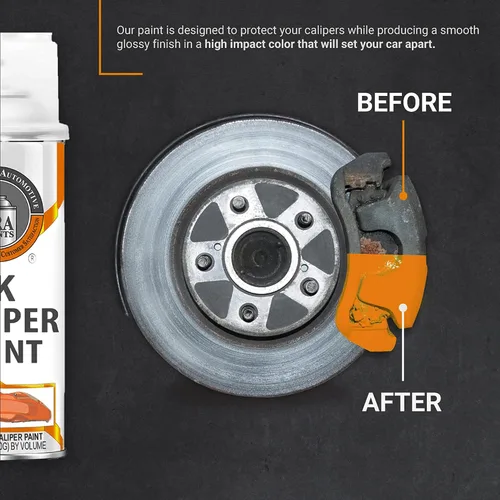 Vista 4 de ERA Paints 2K Pintura en aerosol para pinza de freno – Naranja Acabado de alto brillo, resistente al calor de 500°F y a productos químicos