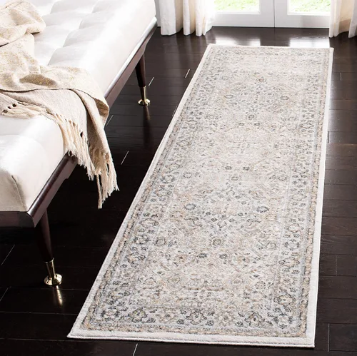 Vista 32 de SAFAVIEH - Colección Isabella, alfombra decorativa - 2'2" x 5', azul y crema, diseño oriental, no desprende pelusa y fácil cuidado, ideal para áreas