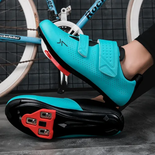 Vista 6 de Zapatos de ciclismo para hombre y mujer, compatibles con Peloton Road Bike Riding Bicycle Pre-instalados Delta Cleats