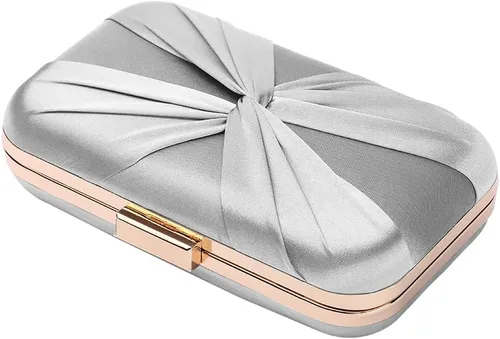 Vista 3 de Mulian LilY Bolso de mano plisado de satén para mujer, bolso de mano de novia para boda, fiesta de graduación
