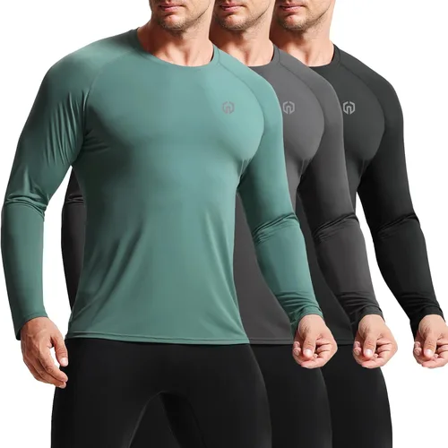 Vista 11 de NELEUS Camisas Deportivas de Manga Larga para Hombre, Transpirables, para Correr