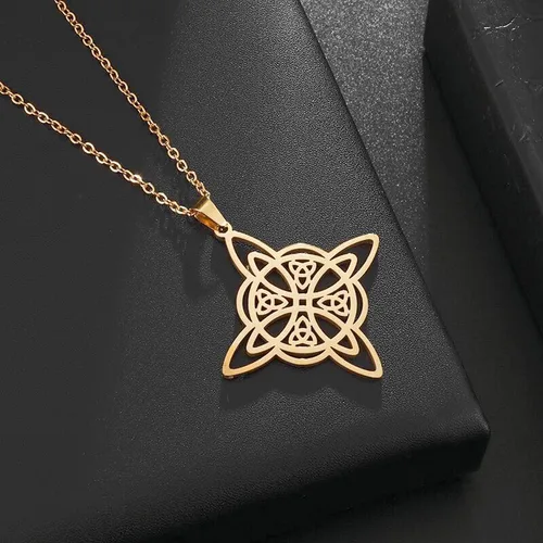 Vista 4 de Collar de bruja de acero inoxidable con nudo celta de bruja, collar de nudo celta para mujeres y niñas, collar de nudo celta, collar Wiccan