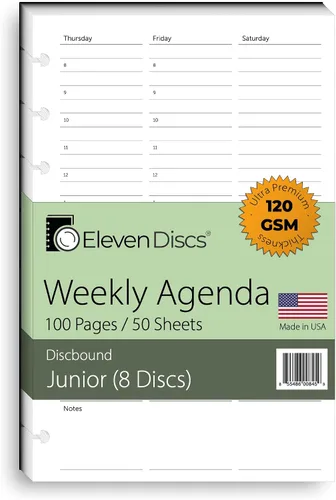 Vista 14 de Eleven Discs Papel Discbound, Hojas de Cuadrícula de Puntos Tamaño Junior - Repuestos Premium de 120gsm Peso Pesado para Cuaderno y Planificador - 8