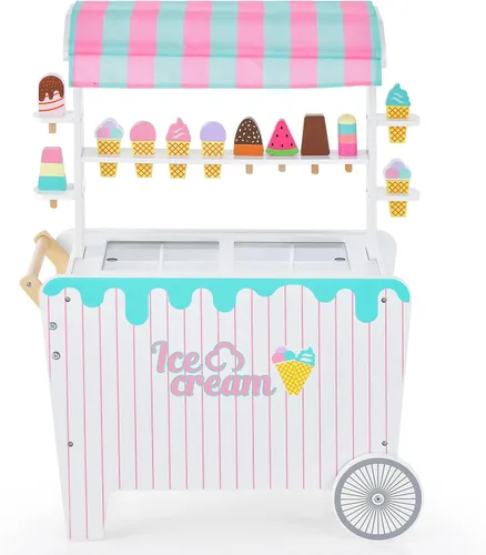 Vista 12 de Costzon Juego de tienda de comestibles para niños, juego de soporte de mercado de simulación para niños pequeños con juguete de juego de 30 piezas