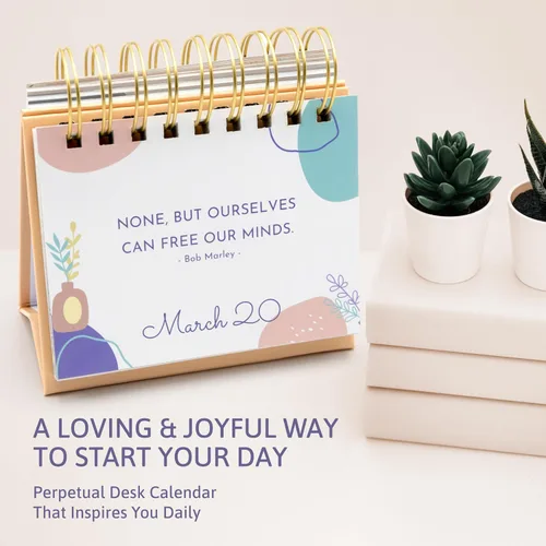 Vista 3 de Calendario de escritorio motivacional, calendario diario perpetuo con citas motivacionales diarias para escritorio, regalos inspiradores