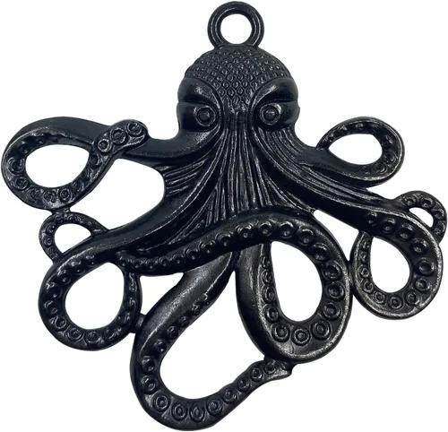 Vista 4 de Juego de 12 ganchos decorativos de acero inoxidable para cortina de ducha de pulpo, para el hogar, baño