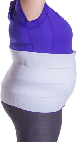 Vista 3 de BraceAbility Envoltura abdominal de tamaño extra grande Carpeta de compresión para adelgazar aplanar y apretar el estómago Blanco M