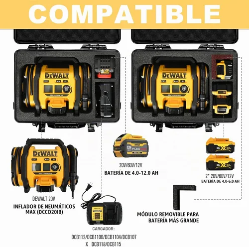 Vista 2 de LOTOCASE Estuche rígido para compresor de aire compatible con el inflador de neumáticos DEWALT 20V MAX DCC020IB, bolsa de transporte