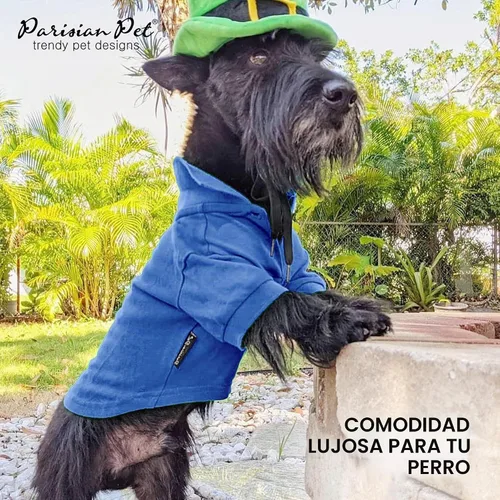 Vista 5 de Camisas Polo Parisian Pet - Camisa de Algodón Transpirable para Perros - Azul Sólido, Ropa de Verano con Capucha - Cuello con Botón para Perros Polo