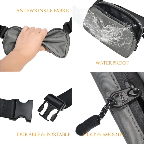 Vista 5 de TOPDesign Riñonera para mujeres y hombres, bolsa cruzada para cinturón con cremalleras resistentes al agua, bolsa para el trasero con correa