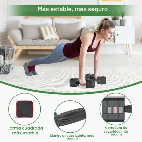 Vista 3 de Hezeyferg Juego de mancuernas ajustables para mujeres/hombres, gimnasio en Tinta