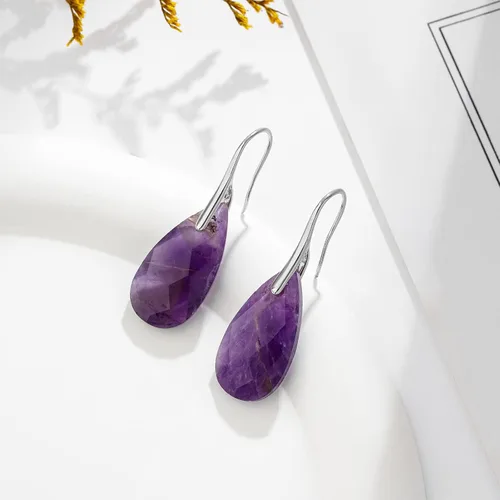 Vista 3 de Plumiss Aretes de piedra natural para mujer, con piedras curativas, hipoalergénicas, ligeros, colgantes de múltiples estilos, joyería para regalo