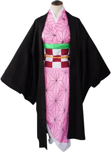 Vista 2 de NXJSH Kimetsu no Yaiba Anime Cosplay Kimono - Conjunto de peluca para mujeres, hombres, niñas y niños, perfecto para Halloween
