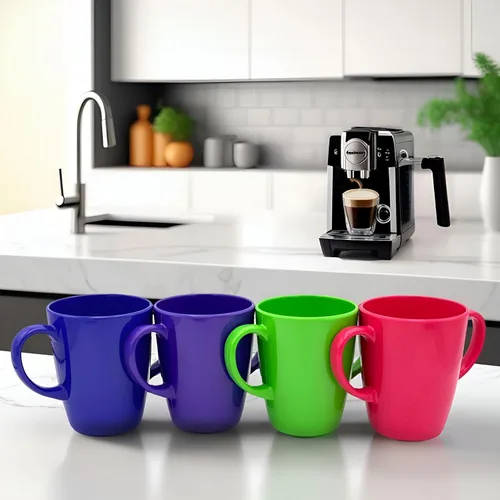 Vista 7 de Taza de melamina con dos asas, ligera, 4.44 oz, capacidad de 13.5 fl oz/14 onzas, taza para beber, taza para beber para adultos (verde)