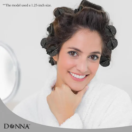 Vista 8 de DONNA Rodillos de espuma de satén sedoso de 1.25 pulgadas (D) 6 piezas XL rizadores y clips sin calor para peluquería negro