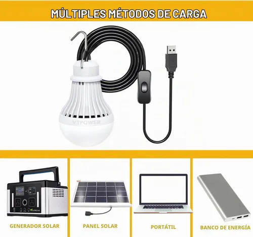 Vista 5 de Paquete de 2 bombillas de luz USB, linterna de luz LED USB para acampar, luz de tienda con cable de 8.2 pies de longitud extra y cable USB en Y