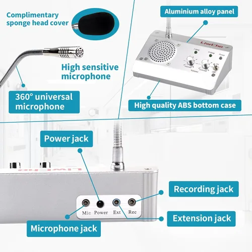 Vista 5 de Sistema de intercomunicación de ventana de doble vía,Altavoz de alta potencia,Altavoz de micrófono para ventana de cajero, Interfono bidireccional