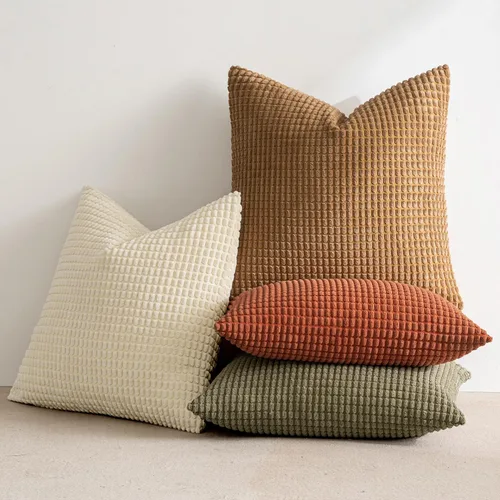 Vista 3 de MIULEE Farmhouse - Juego de 4 fundas de almohada decorativas de 16 x 16 pulgadas, color marrón y verde Modern Natural Rustic Throw Pillows Neutral
