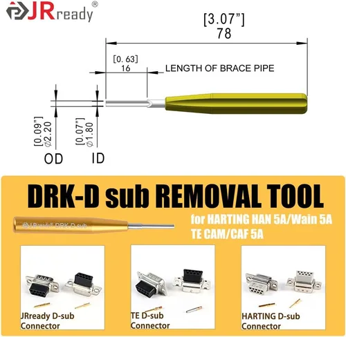 Vista 5 de JRready ST5227 KIT de Herramientas Extractoras Herramientas de Extracción de Contacto Sólido Remoción TE/AMP/HARTING Series D SUB Series HAN