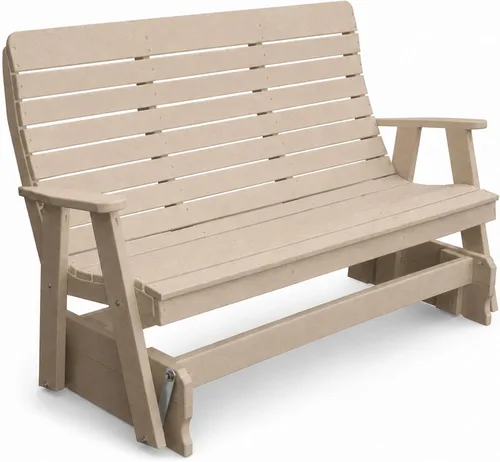 Vista 35 de Amish Made Antique Mahogany 4 ft Outdoor Glider Bench, HDPE Made in USA Fairfax Collection HDPE Poly Lumber Outdoor Glider Bench, All-Weather