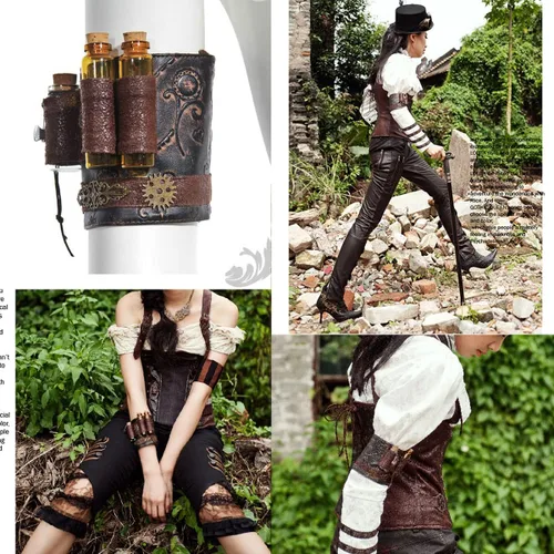 Vista 3 de Brazalete de brazo, pulsera punk, medieval, renacentista, Lolita, manga, armadura, guantelete, bruja, magia, cosplay, accesorios LARP