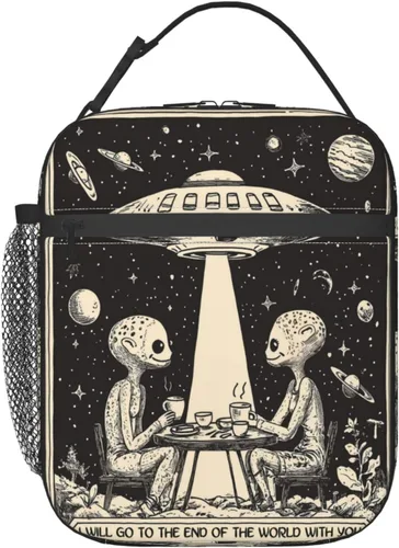 Vista 9 de Lonchera reutilizable con diseño de avión vintage para niños, mujeres y adultos, bolsa de almuerzo azul con aislamiento retro para avión, bolsa
