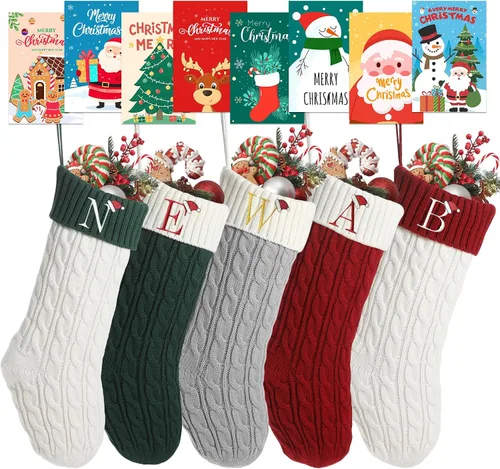 Vista 17 de 1 Pack Personalized Christmas Stockings for Kids,Custom Embroidered Name+Logo Pattern Burlap Plaid 3D Xmas Stockings 18'',Family Decoration 3d-04