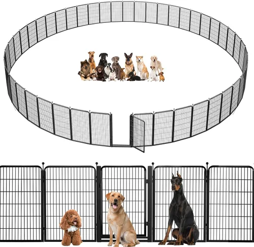 Vista 16 de Corralito para perros al aire libre, 40 pulgadas, 48 paneles, valla para perros con puerta extra ancha, corral para mascotas sin tropiezos, corral