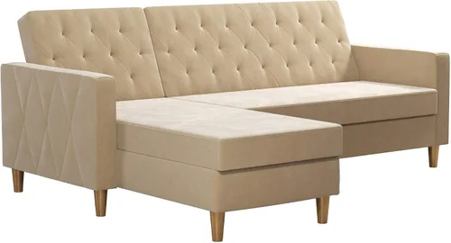 Vista 3 de CosmoLiving by Cosmopolitan Liberty - Futón de terciopelo marfil
