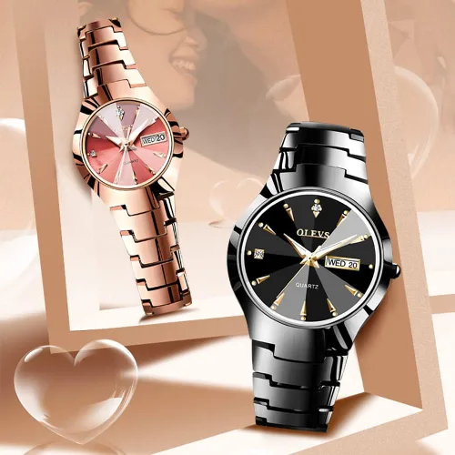 Vista 8 de OLEVS Women Watch Small Face Fashion Tungsten Steel Strap Gift Set with Bee Bracelet Ladies Wrist Watch with Date Dress Waterproof Luminous