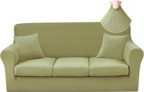 Vista 27 de JQinHome Funda elástica de 4 piezas para sofá, funda para sofá, funda para loveseat con 2 fundas de cojín separadas, protector de muebles lavable