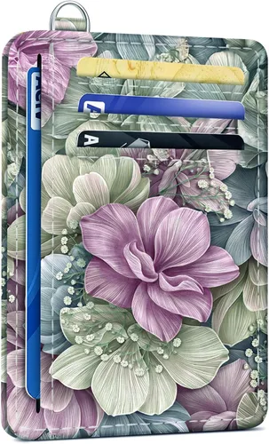 Vista 8 de SEAVILIA Tarjetero de crédito para mujer, cartera RFID para mujer, tarjetero de bolsillo frontal delgado y minimalista, bonito estuche delgado
