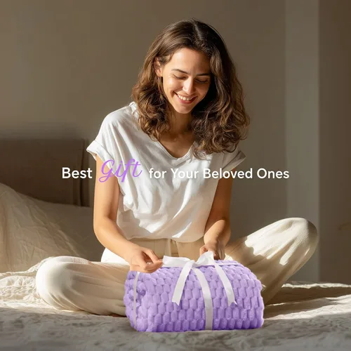 Vista 214 de BEDELITE Manta de forro polar para sofá y cama, manta decorativa de jacquard 3D de almendra, súper suave y acogedora, manta mullida cálida adecuada