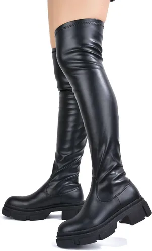 Vista 3 de Cape Robbin Campi - Botas por encima de la rodilla con tacones gruesos botas de vestir de moda para mujer