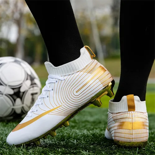 Vista 4 de MFSH Zapatos de fútbol para hombre, botas de fútbol para mujer, zapatos de fútbol para niños grandes, zapatos de fútbol para interiores y jóvenes