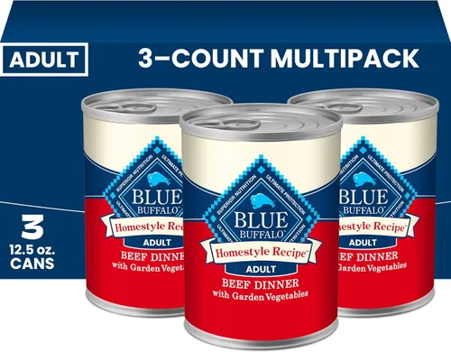 Vista 23 de Blue Buffalo Homestyle Recipe - Paquete variado de paté de comida húmeda para perros, cena de pollo y cena de carne de res con verduras de jardín